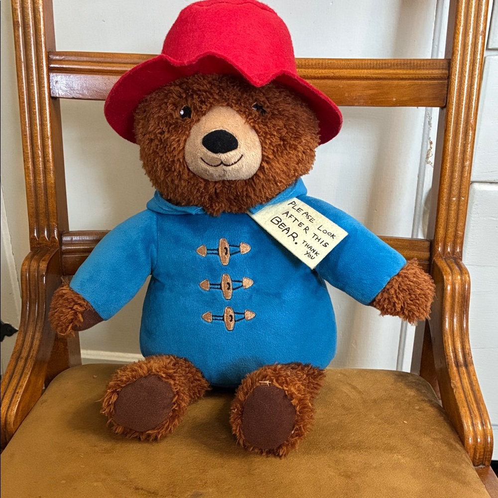 Charming Stuffed Paddington Bear with Red Hat and Blue Coat